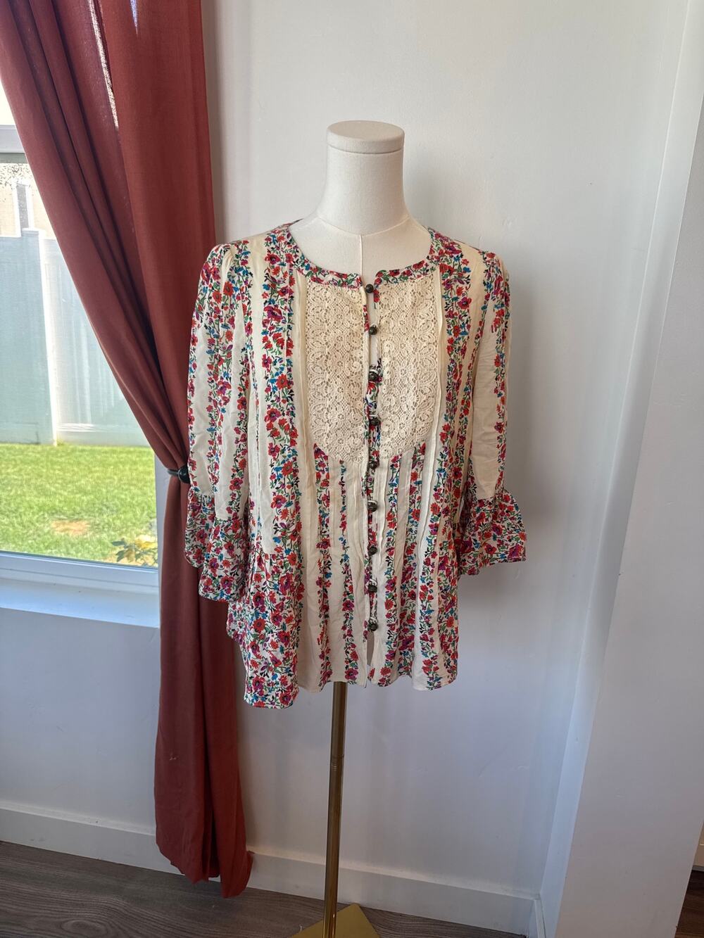Anthropologie Maeve Hiver Romantic Floral Tunic Cottagecore Fairycore